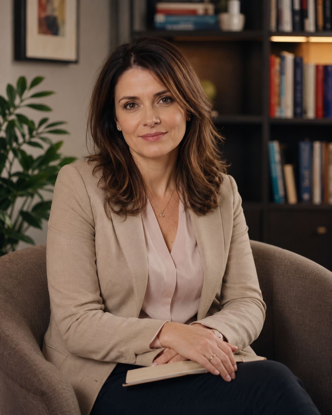 Dr. Elena Ionescu, psiholog clinician, în cabinetul din Cluj-Napoca